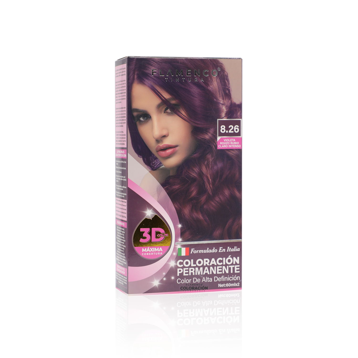 Tintura Pelo 3D Color 8.26 Violeta Rojizo Claro Intenso